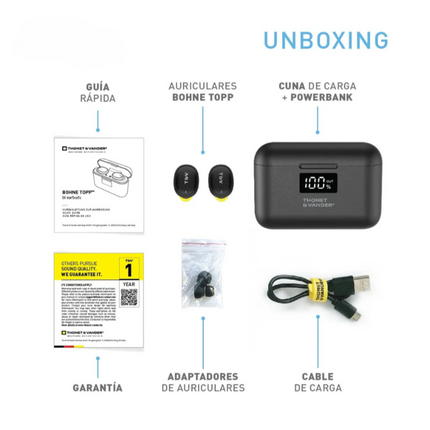 Audífono In-Ear Thonet & Vander BOHNE TOPP | Bluetooth 5.0 | Caja de Carga con Power Bank Integrado