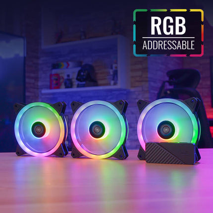Abanico AeroCool Duo 12 Pro | 3 Ventiladores ARGB Pro | 120mm | Concentrador de Control RGB | Control Remoto