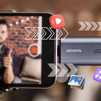 Disco Duro Externo Sólido ADATA SC750 | 2TB | USB 3.2 Gen2 | 1,050/1,000 MB/s | Negro Titanio | Conector Tipo-C Integrado