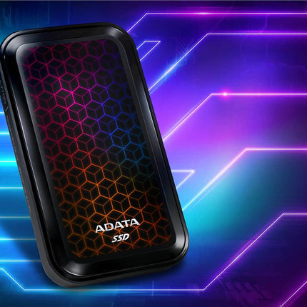 Disco Duro Externo Sólido ADATA SE770G | 1TB | USB 3.2 Gen2 | RGB | Lectura 1000 MB/s | Escritura 800 MB/s | ASE770G-1TU32G2-CBK