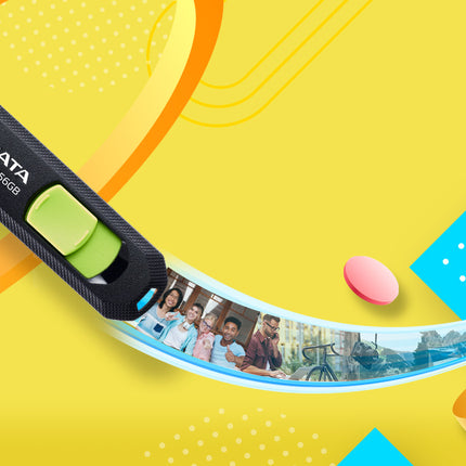 Memoria USB ADATA UC300 | 32GB | USB 3.2 Gen 1 Tipo-C | Hasta 100 MB/s | Diseño Retráctil | Negro/Verde | ACHO-UC300-32G-RBK/GN