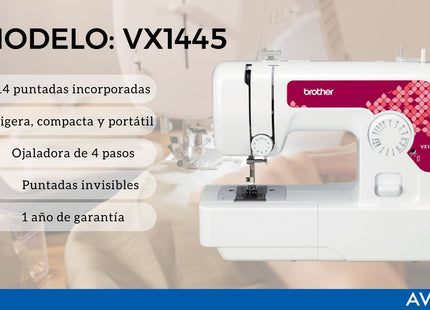 Brother VX1445 Máquina de Coser Básica con 14 Puntadas y Ojal de 4 Pasos