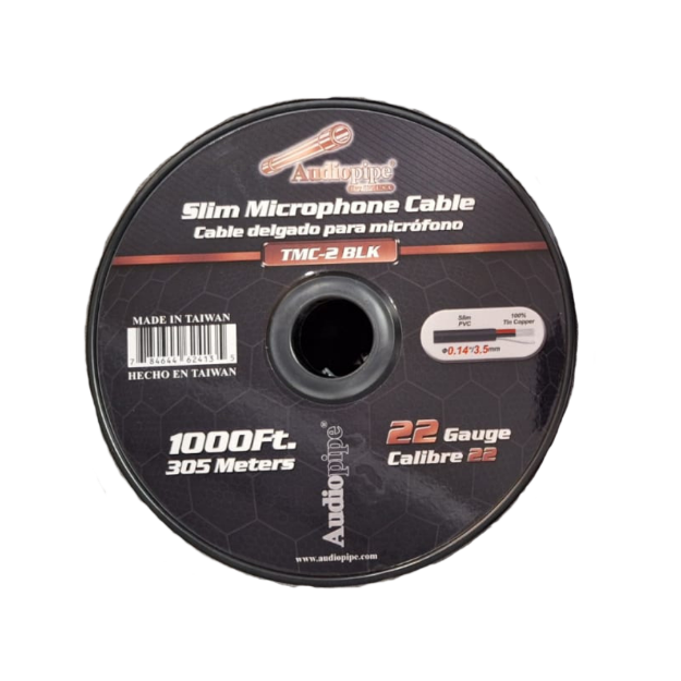 Audiopipe rollo cable microfono TMC-2 BLK 305m vista frontal