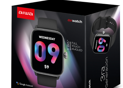AIWA Reloj Inteligente AWSWIAM10B AMOLED 1.85" IP68 Negro