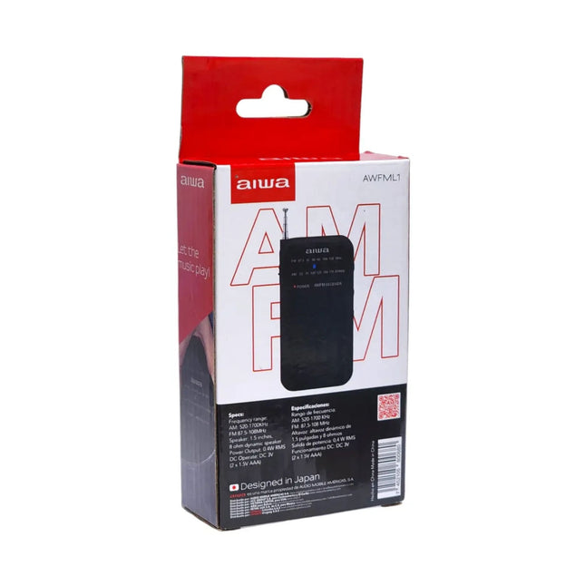 AIWA Radio FM de Bolsillo AWFML1 Negro