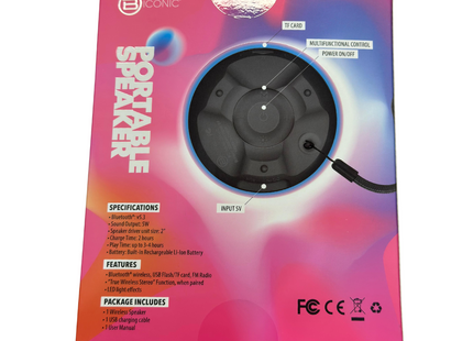Biconic parlante portátil BT/FM/AUX, BC-AU-BS-123-AC