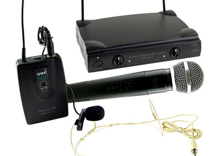 Studio Z GW-7011 micrófono inalámbrico doble mano, diadema y solapa UHF