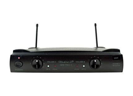 Studio Z Micrófono Inalámbrico Doble Mano, Diadema y Solapa UHF GW-7011