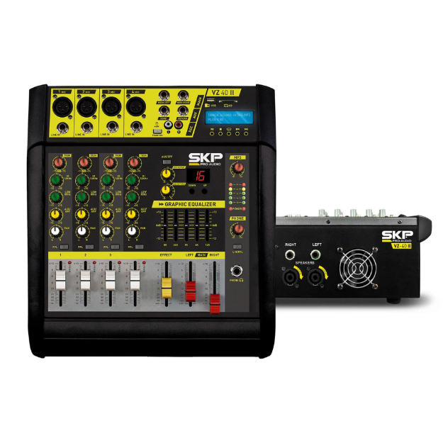 SKP VZ-40II mezcladora amplificada 4 canales 1600W - vista frontal