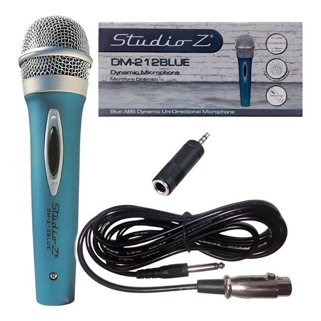 Studio Z Micrófono de Mano Dinámico Cardioide DM-212 Azul