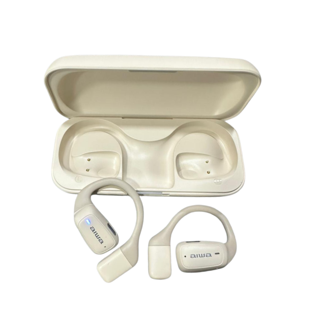 AIWA AW-K56W audífono conducción de aire beige puesto