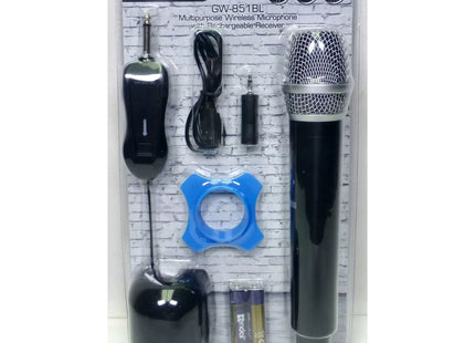 Studio Z GW-851BL Micrófono Inalámbrico de Mano UHF con Mini Receptor Recargable Negro