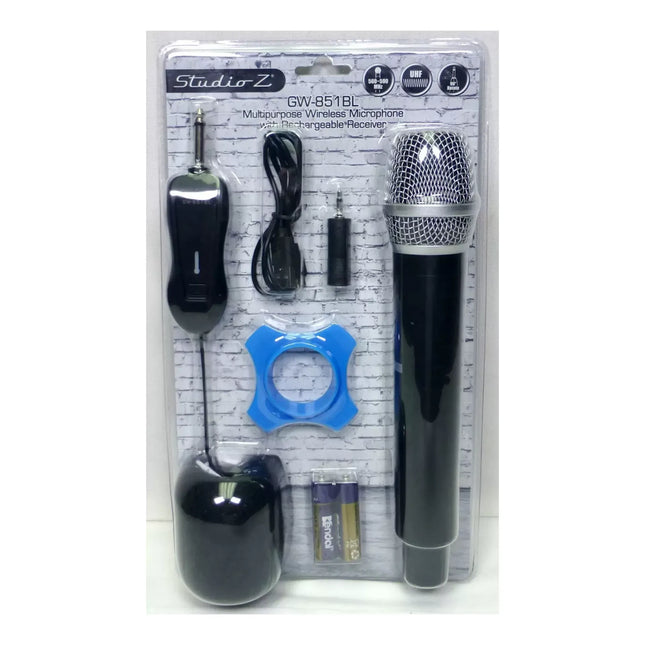 Studio Z GW-851BL Micrófono Inalámbrico de Mano UHF con Mini Receptor Recargable Negro