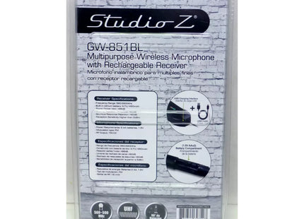 Studio Z GW-851BL Micrófono Inalámbrico de Mano UHF con Mini Receptor Recargable Negro