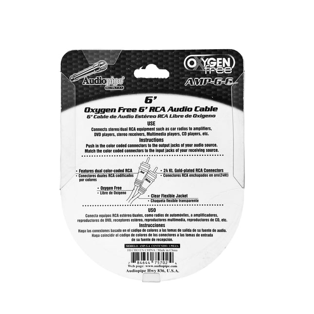 Audiopipe cable RCA 1.8M, AMP-G-6