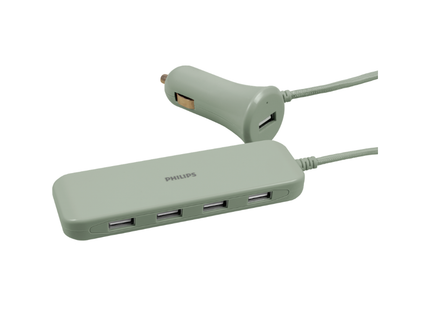 Philips DLP9912SG/37 Cargador para Vehículo de 31.5 W con 5 USB-A y Cable de 1.8 m