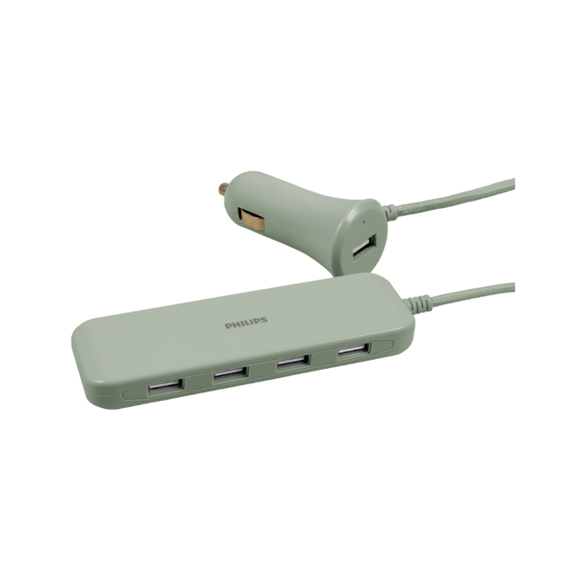 Philips DLP9912SG/37 Cargador para Vehículo de 31.5 W con 5 USB-A y Cable de 1.8 m