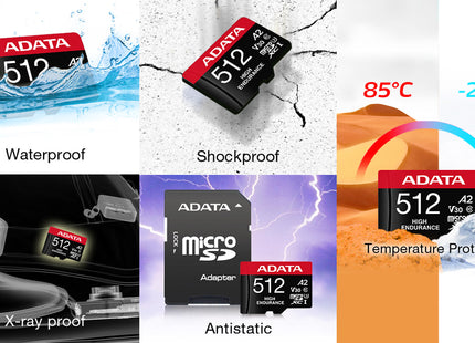 Memoria Micro SDXC ADATA | 256GB | UHS-I U3 V30 A2 | 100MB/s lectura | Con adaptador SD