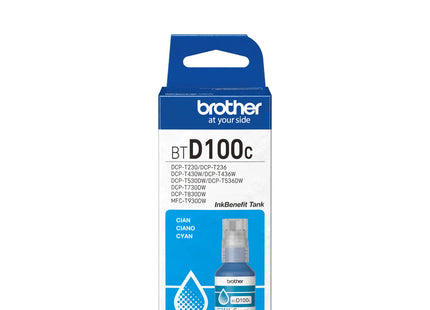 Tinta Brother BTD100C diseño antiderrames para recarga fácil de tanque InkBenefit Tank