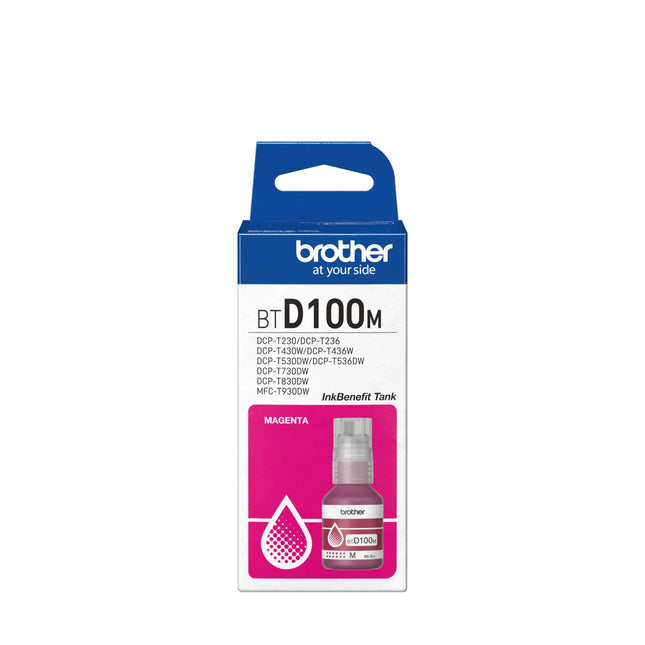 Tinta Brother magenta BTD100M con sistema antiderrames para recarga de tanque