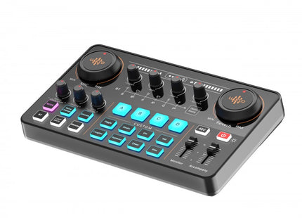 Luucco MI-2 mezclador de audio, detalle de perillas y controles