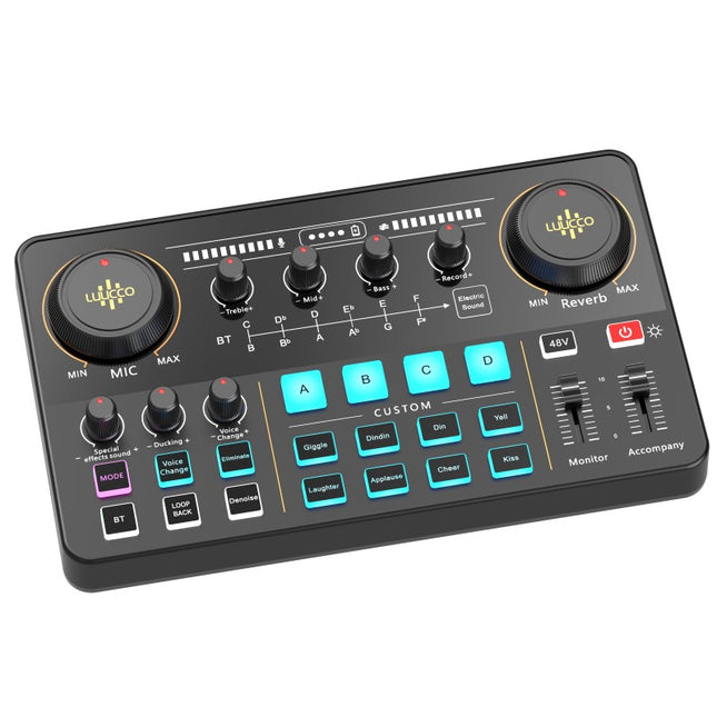 Luucco MI-2 interfaz de audio con mezclador y tarjeta de sonido, vista superior