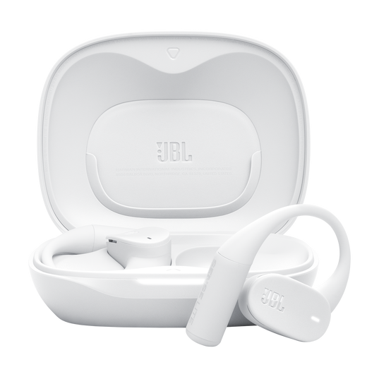 Audífonos JBL Sense Lite blancos open-ear con estuche de carga