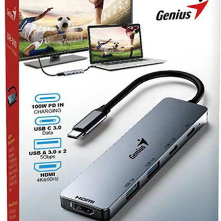 Hub Genius RS2 UH-500 | 4 Puertos USB 3.0 | Alámbrico | Color Gris | Transferencia de alta velocidad