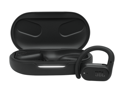 Audífonos JBL Soundgear Sense open-ear negros vista frontal completa
