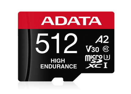 Memoria MicroSDXC ADATA High Endurance | 512GB | Clase 10 | UHS-I U3 | V30 | A2 | 100/85 MB/s | Con Adaptador SD