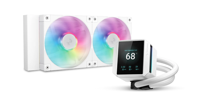 Enfriamiento Líquido DeepCool MYSTIQUE 240 WH ARGB | 240 mm | LCD 2,8” | LGA1851 / 1700 / AM5