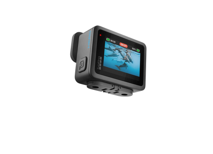 Cámara GoPro HERO vista lateral mostrando botones control