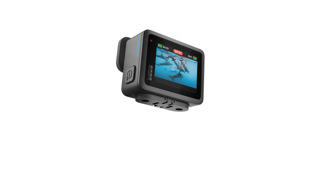 Cámara GoPro HERO vista lateral mostrando botones control