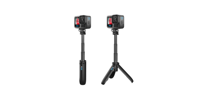 GoPro Shorty extendida a máxima longitud con cámara GoPro montada