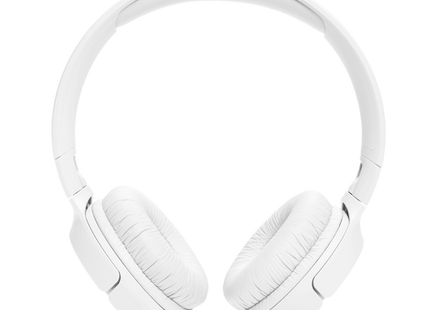 Audífonos JBL Tune 520BT blancos vista frontal con diadema ajustable