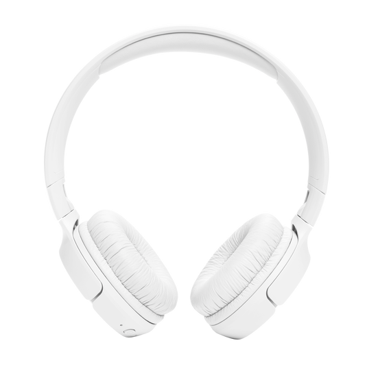 Audífonos JBL Tune 520BT blancos vista frontal con diadema ajustable