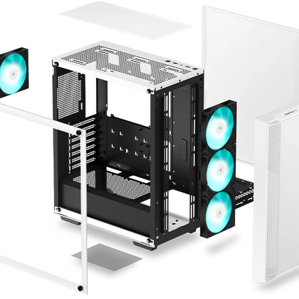Case Gaming DeepCool CC560 WM V2 | Media Torre | Vidrio Templado Lateral | 4 Ventiladores LED Blanco