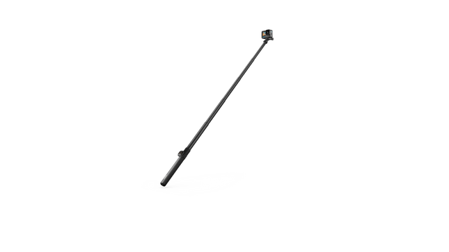 Vara extensible GoPro extendida mostrando alcance máximo de 122 centímetros