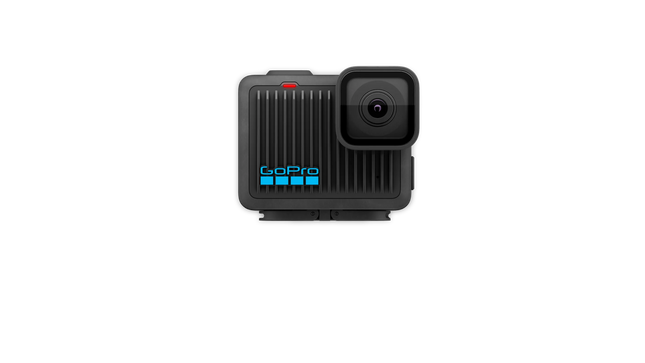 GoPro HERO cámara 4K vista frontal con logo marca