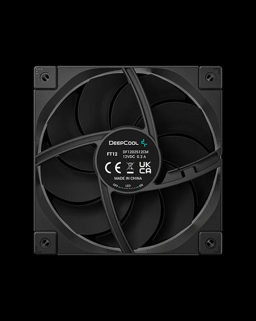Abanico DeepCool FT12 R-FT12-BKWPN3-G | 120mm | PWM 4 Pines | Flujo de Aire Alto | Negro