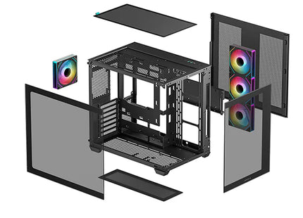 Case DeepCool CG530 4F BK R-CG530-BKADA4-G-1 | Torre Media | Plástico y Acero | 3 Ventiladores Laterales | 1 Ventilador Trasero | Negro