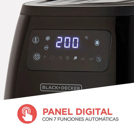 Freidora de Aire Digital Black+Decker HFD5055B | 5.7 L | 1500 W | Panel Táctil | 7 Funciones Automáticas | Temperatura hasta 220 °C | Temporizador 60 min