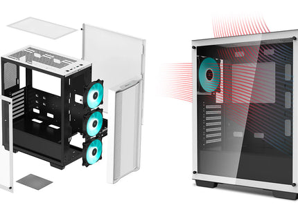Case Gaming Deepcool CC560 ARGB | Media Torre | 4 Ventiladores ARGB | Vidrio Templado Lateral | Negro