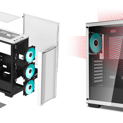 Case Gaming Deepcool CC560 ARGB | Media Torre | 4 Ventiladores ARGB | Vidrio Templado Lateral | Negro