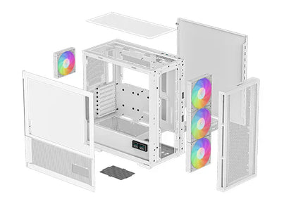 Case Gaming DeepCool CH560 Digital WH R-CH560-WHAPE4D-G1 | Media Torre | Vidrio Templado | 3 Ventiladores ARGB 140mm | Pantalla Digital Doble | Blanco