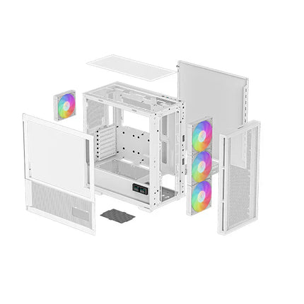 Case Gaming DeepCool CH560 Digital WH R-CH560-WHAPE4D-G1 | Media Torre | Vidrio Templado | 3 Ventiladores ARGB 140mm | Pantalla Digital Doble | Blanco