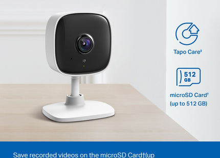 TP-Link Tapo C110 vista posterior con puerto microSD y conectores