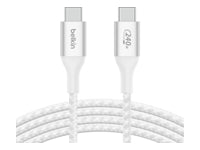 Belkin BoostCharge - Cable USB - 24 pin USB-C (M) a 24 pin USB-C (M) - USB 2.0 - 2 m - compatible con hasta 240 W de potencia - blanco