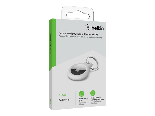 Soporte de seguridad Belkin blanco para Apple AirTag vista frontal