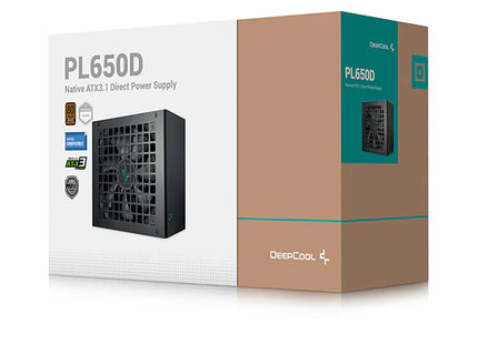 Empaque original de fuente DeepCool PL650D 650W con accesorios y cable de poder incluidos